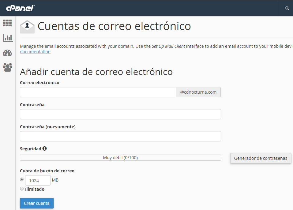 crear cuentas de correo en el Hosting