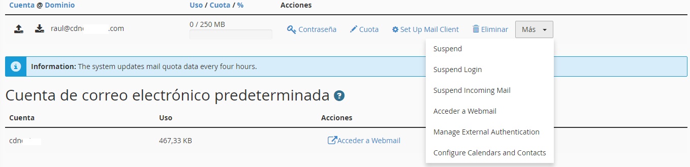 crear cuentas de correo en el Hosting